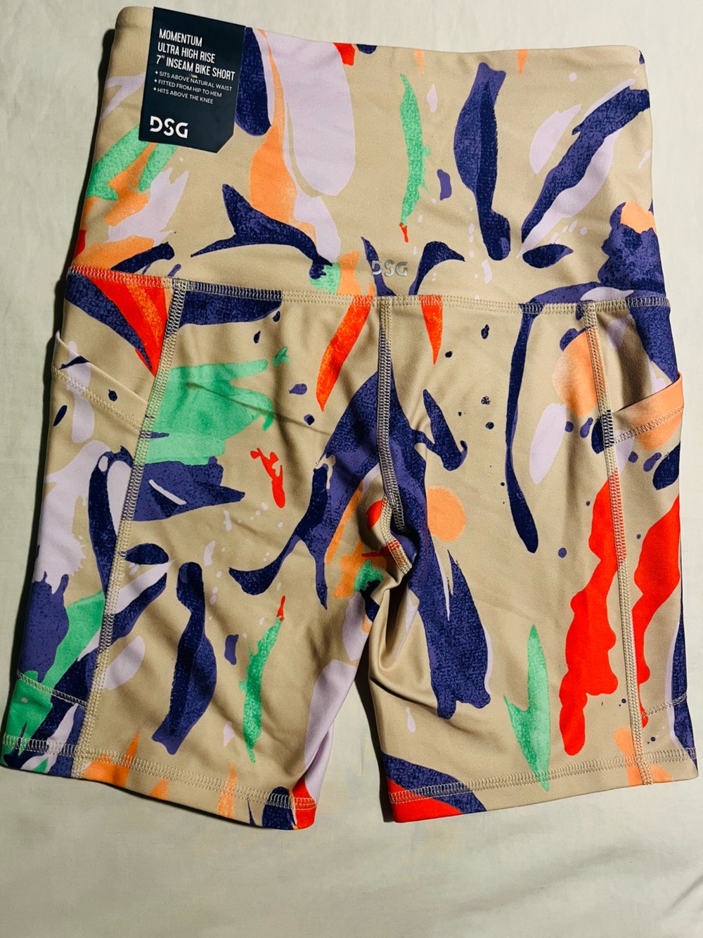 DSG Multicolor Abstract Print Leggings in Beige, Navy, Green & Orange